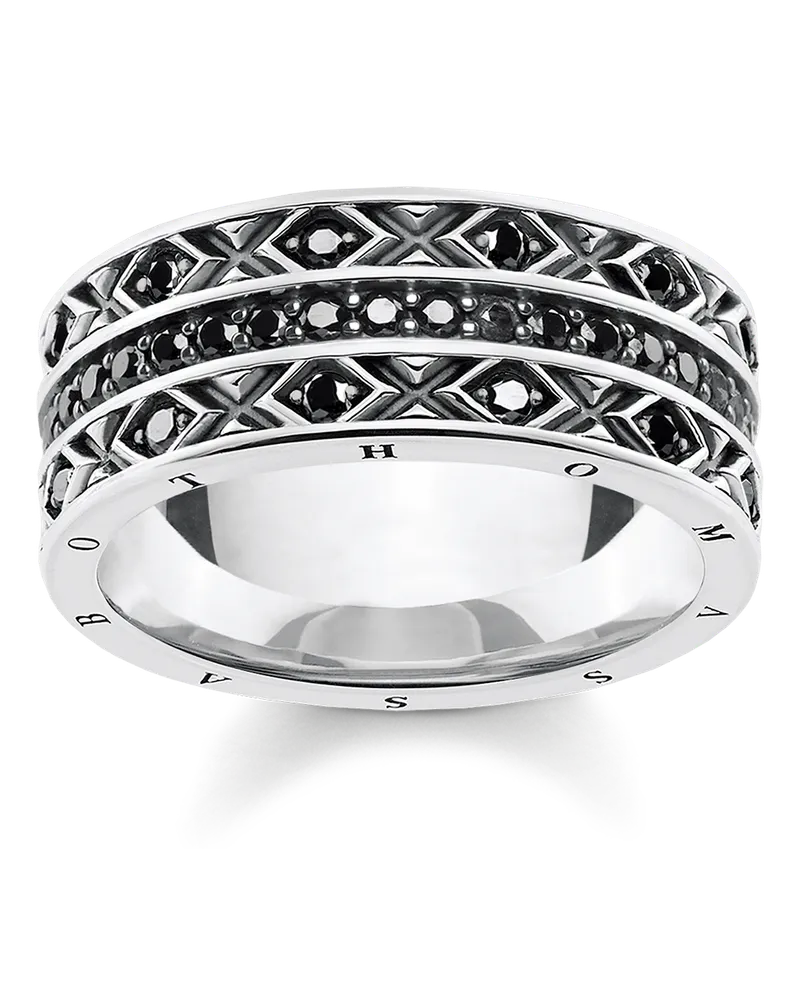 Thomas Sabo Damen Ring asiatische Ornamente, Sterlingsilber Schwarz