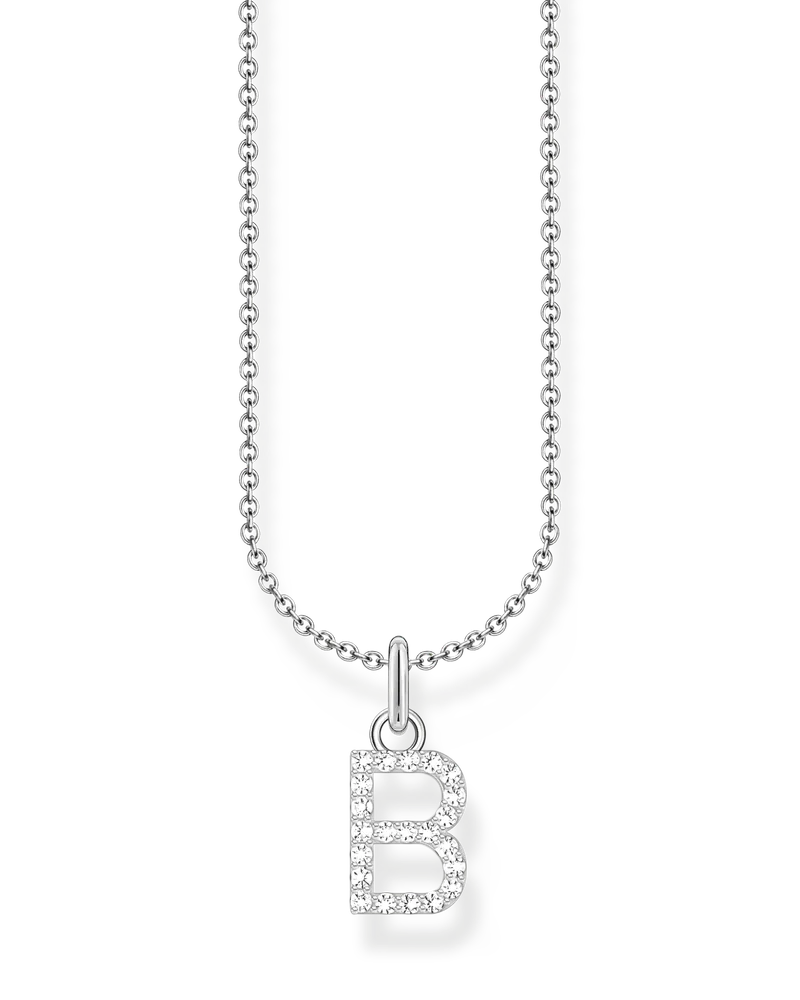 Thomas Sabo Damen Kette mit Buchstaben-Anhänger B Silber, Sterlingsilber, Charming Collection Silberfarben