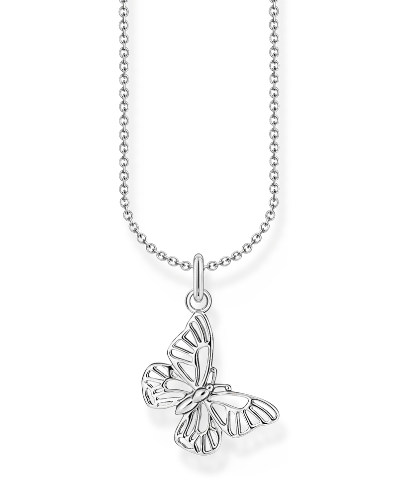 Thomas Sabo Damen Kette mit Schmetterling-Anhänger Silber, Sterlingsilber, Charming Collection Silberfarben