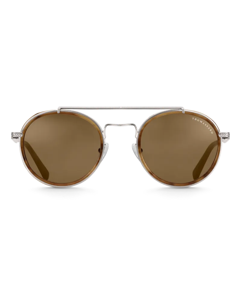 Thomas Sabo Herren Sonnenbrille Johnny Panto Ethno, Sterlingsilber Anthrazit