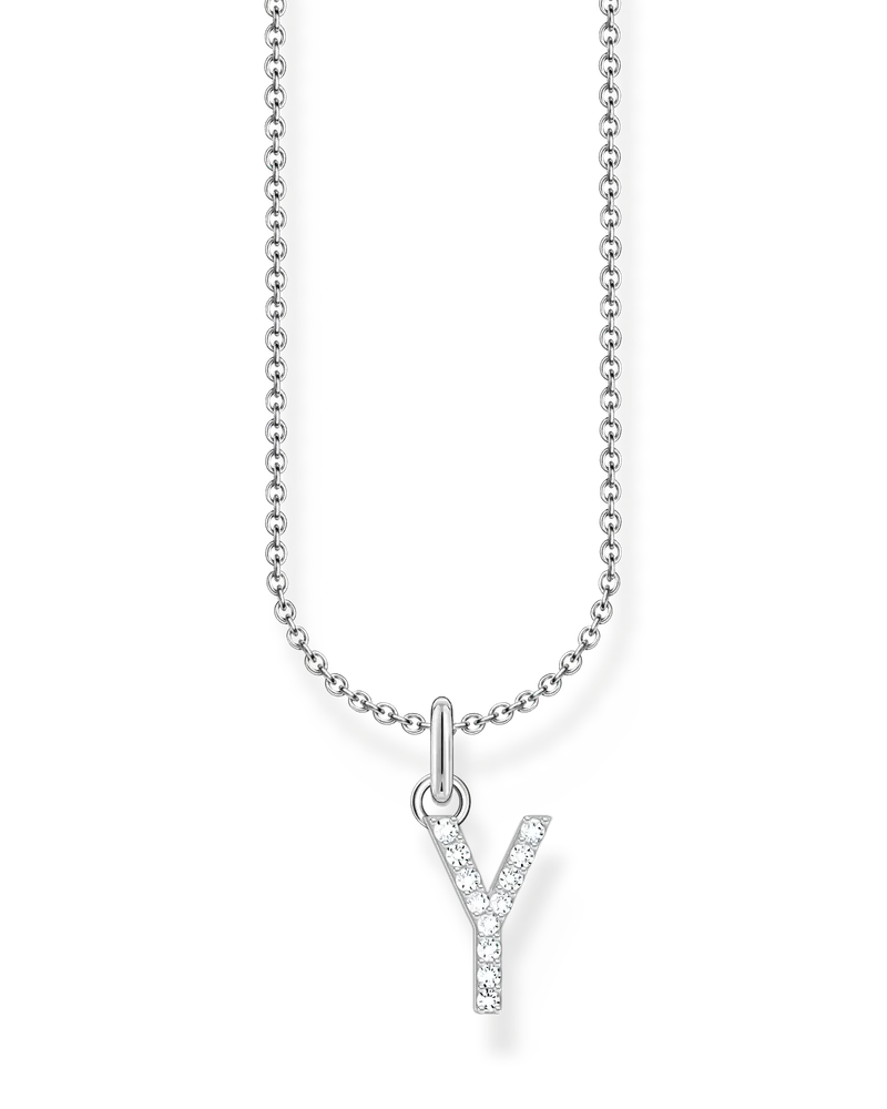 Thomas Sabo Damen Kette mit Buchstaben-Anhänger Y Silber, Sterlingsilber, Charming Collection Silberfarben
