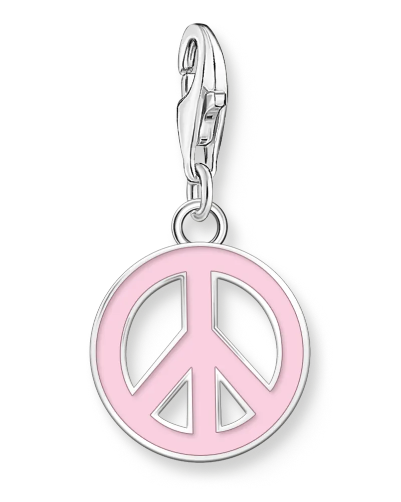 Thomas Sabo Damen Charm-Anhänger Peace-Zeichen in Pink Silber, Sterlingsilber, Charm Club Collection Pink