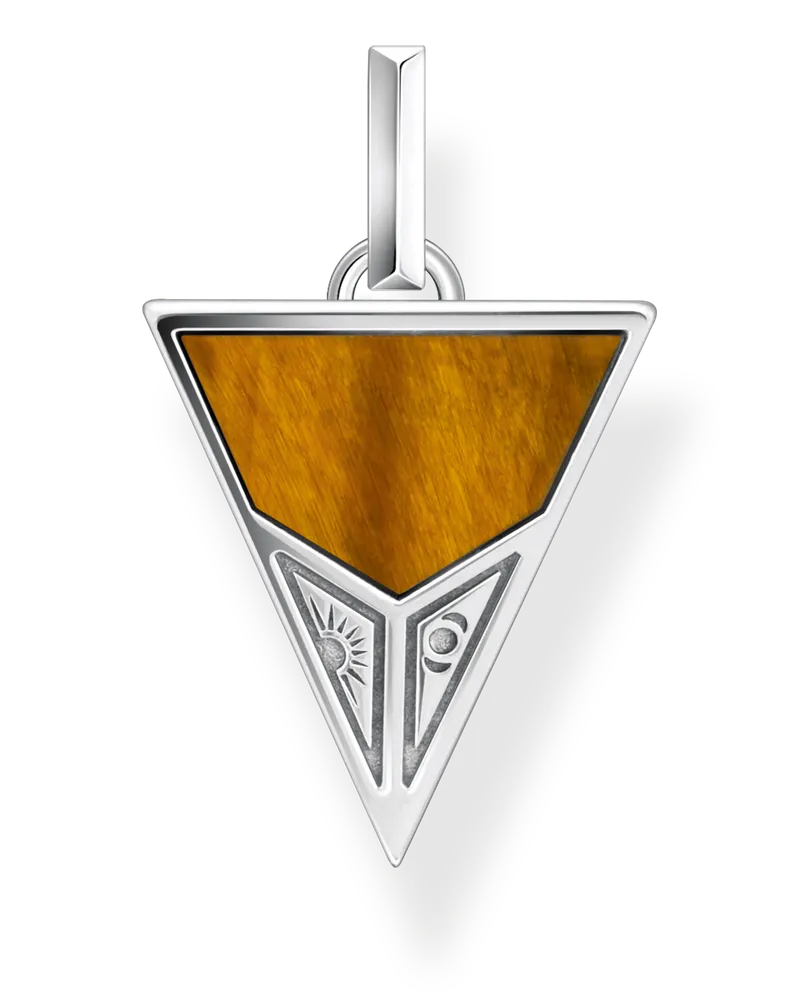 Thomas Sabo Herren Anhänger Pyramide mit schwarzem Onyx und Tigerauge Silber, 925 Sterlingsilber geschwärzt/ Achat Braun