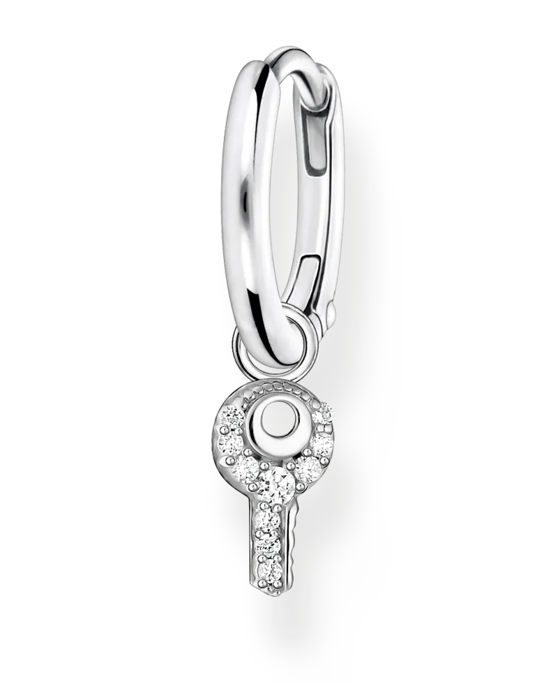 Thomas Sabo Damen Einzel Creole mit Schlüssel Anhänger silber, Sterlingsilber, Charming Collection Silberfarben