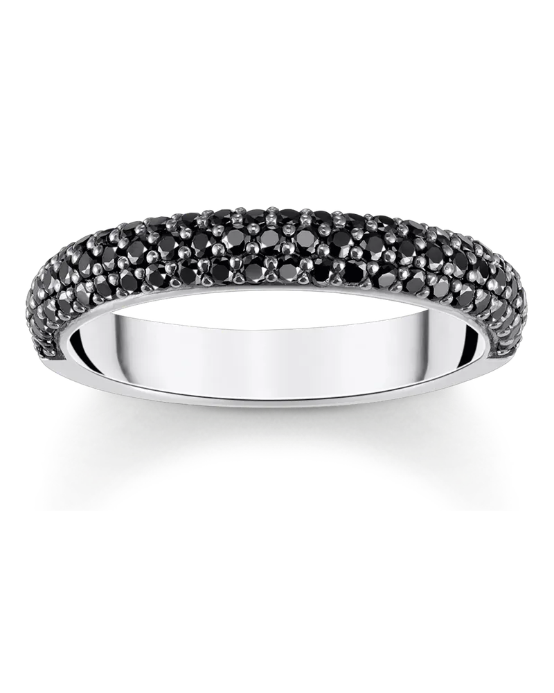 Thomas Sabo Damen Ring mit schwarzem Zirkonia-Pavé Silber geschwärzt, Sterlingsilber Schwarz
