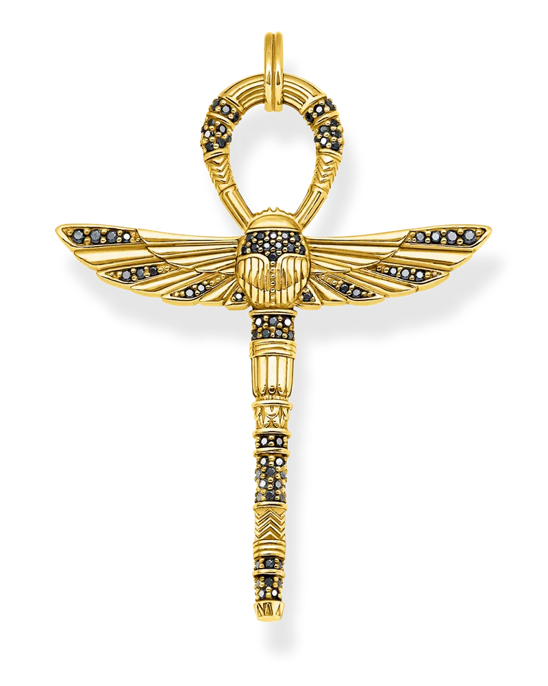Thomas Sabo Herren Anhänger ägyptisches Lebenskreuz gold, Sterlingsilber Gelbgold vergoldet Gelbgoldfarben