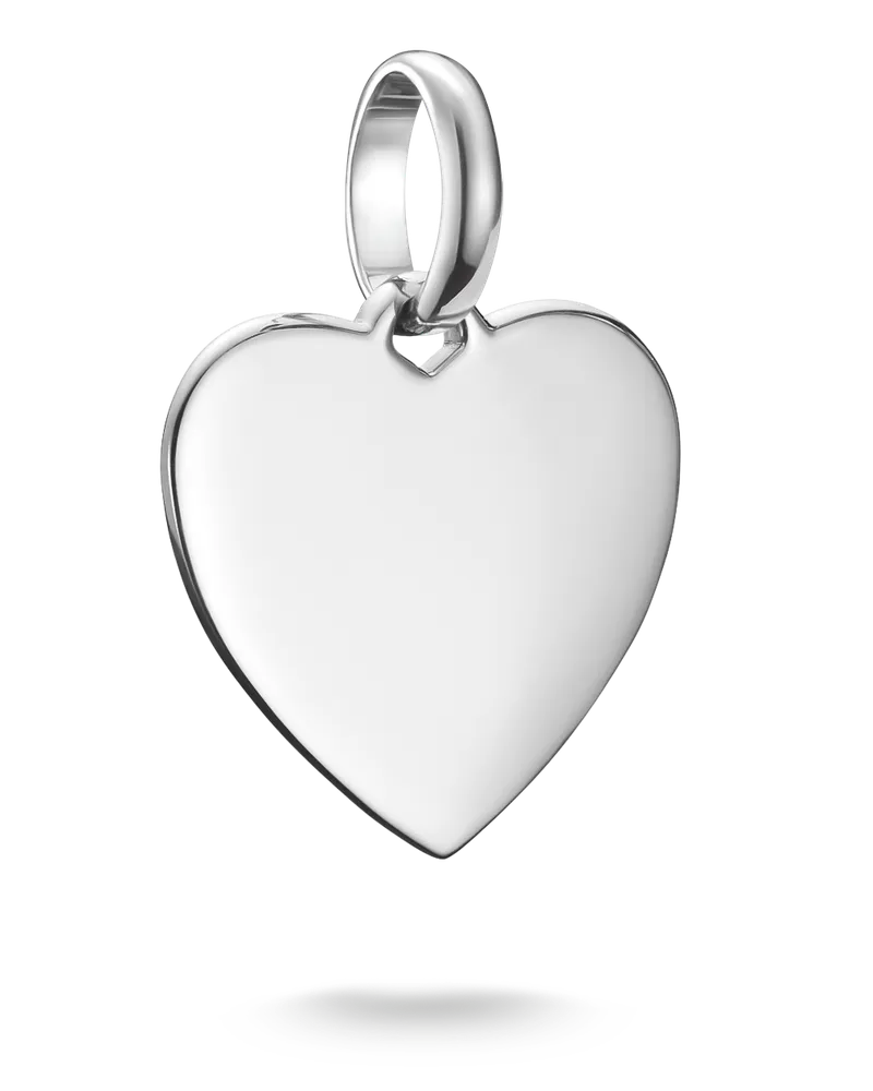 Thomas Sabo Damen Charm-Anhänger Herz Connect Silber mit Gravur, Sterlingsilber Silberfarben