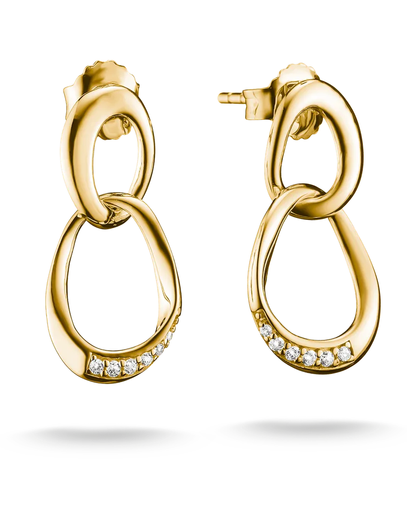Thomas Sabo Damen Ohrringe Together mit weißem Zirkonia, M01 Gelbgoldfarben