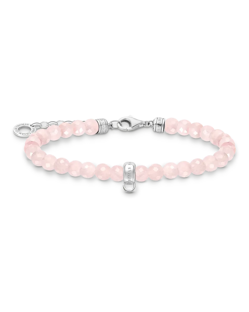 Thomas Sabo Damen Charm-Armband mit Rosenquarz-Beads Silber, Sterlingsilber, Charm Club Collection Pink