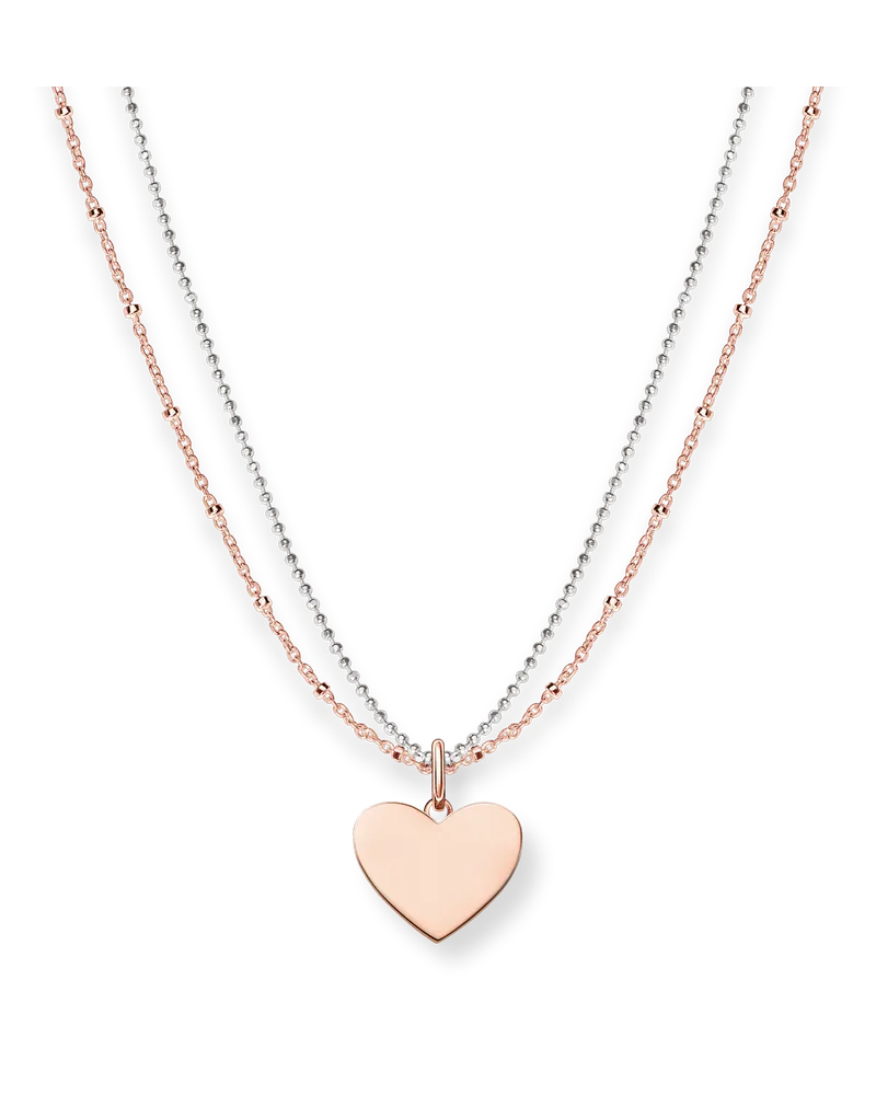 Thomas Sabo Damen Kette Herz roségold silber mit Gravur, Sterlingsilber Roségold vergoldet Roségoldfarben