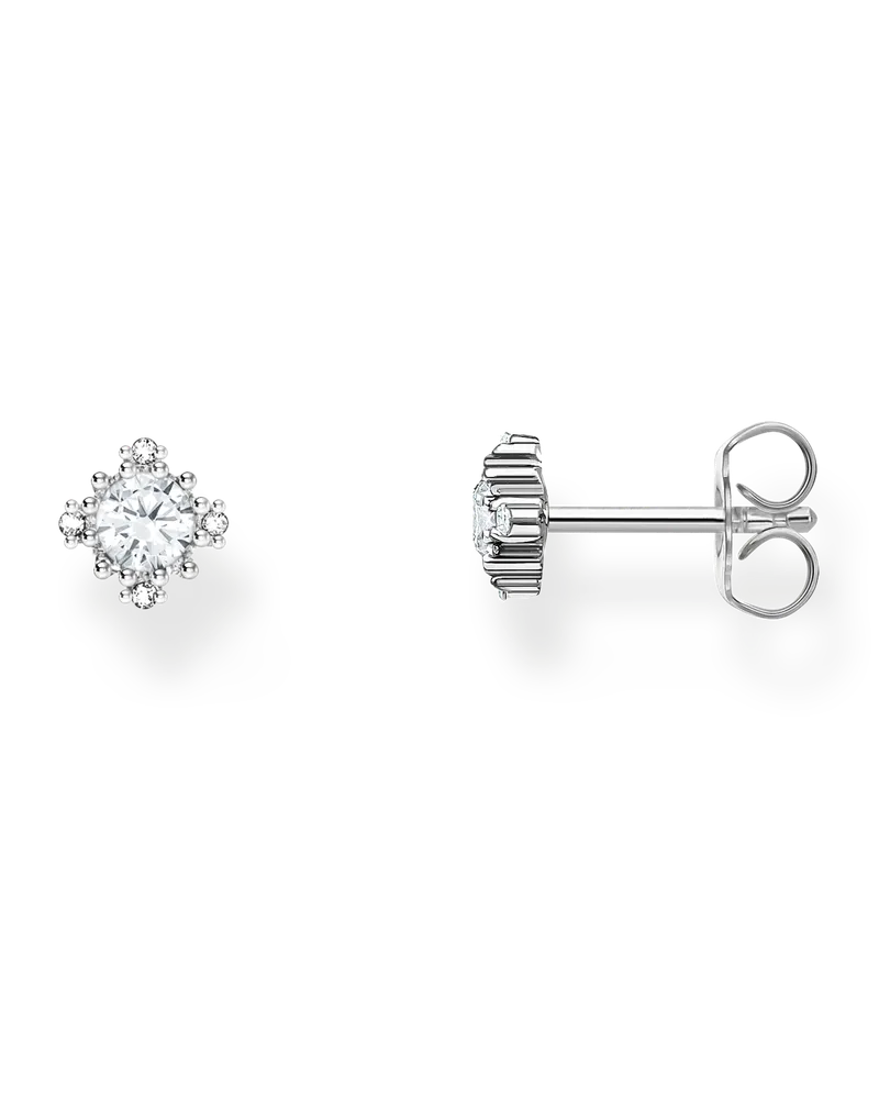 Thomas Sabo Damen Ohrstecker Vintage mit weißem Stein Silber, Sterlingsilber Silberfarben