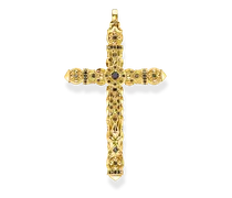 Anhänger Kreuz schwarze Steine gold