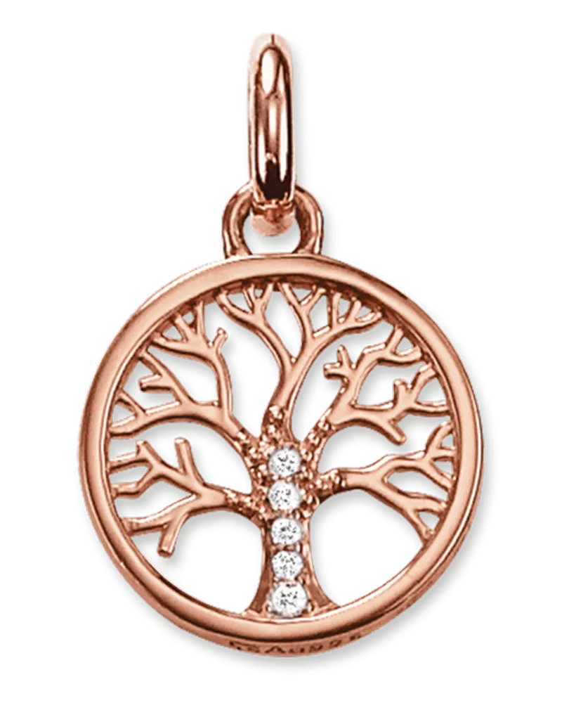Thomas Sabo Damen Anhänger Lebensbaum, Sterlingsilber Roségold vergoldet, Karma Beads Roségoldfarben