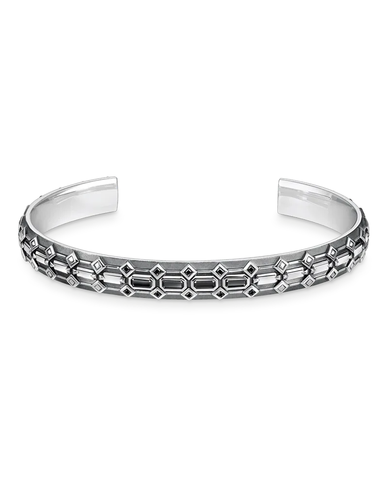 Thomas Sabo Herren Armreif Krokodilpanzer mit schwarzen Steinen Silber geschwärzt, Sterlingsilber Schwarz