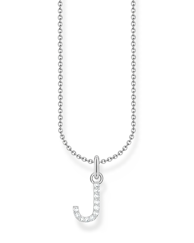 Thomas Sabo Damen Kette mit Buchstaben-Anhänger J Silber, Sterlingsilber, Charming Collection Silberfarben