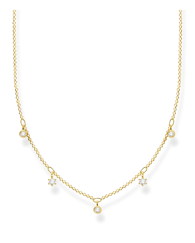 Thomas Sabo Damen Kette weiße Steine gold, Sterlingsilber Gelbgold vergoldet, Charming Collection Gelbgoldfarben