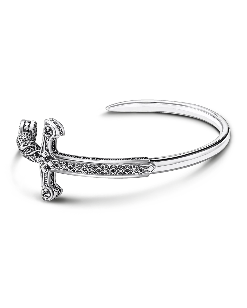 Thomas Sabo Herren Armreif Schwert, Sterlingsilber Schwarz