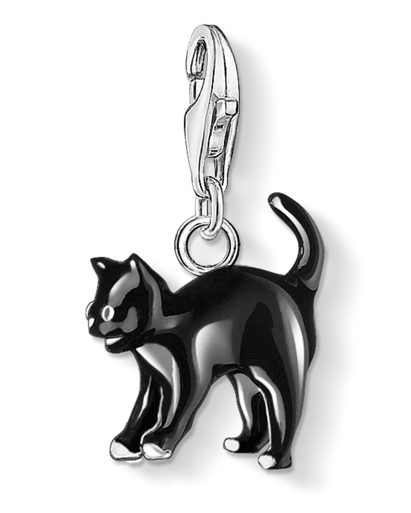 Thomas Sabo Damen Charm-Anhänger Schwarze Katze, Sterlingsilber, Charm Club Collection Schwarz