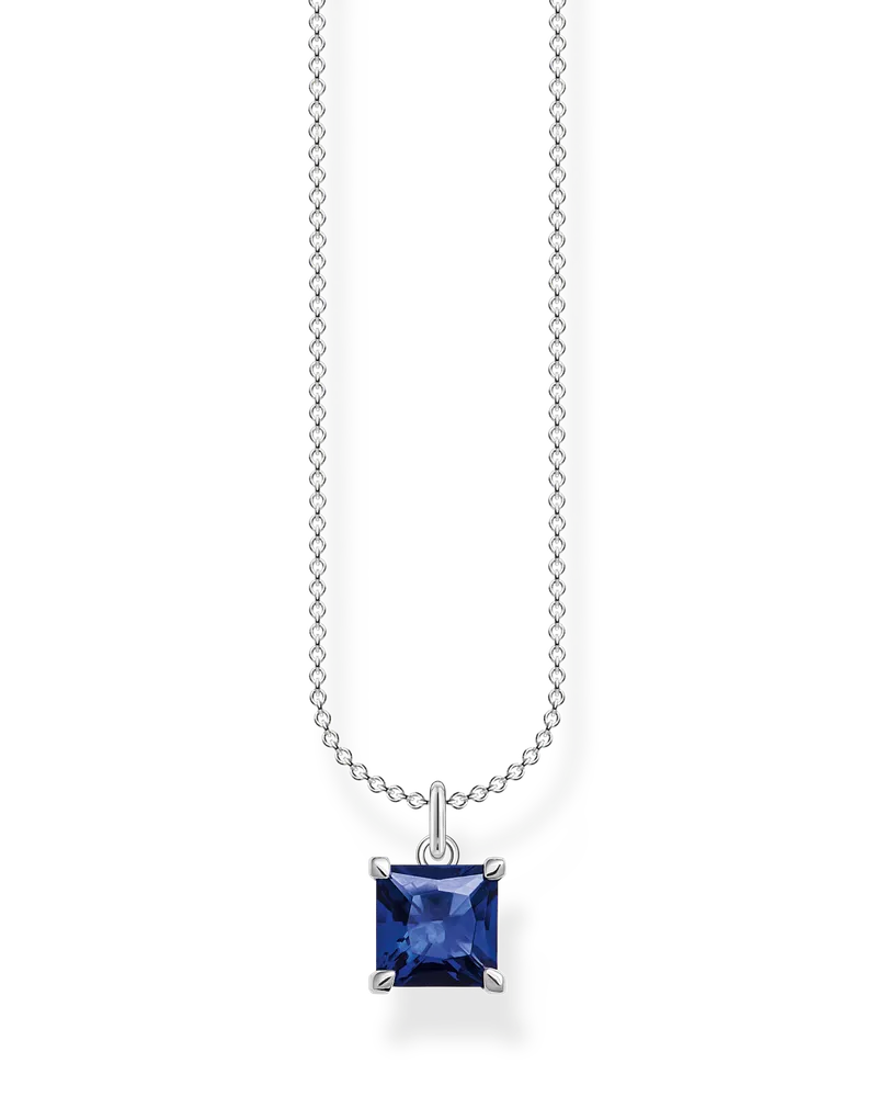 Thomas Sabo Damen Kette mit blauem Stein silber, Sterlingsilber, Charming Collection Dunkelblau