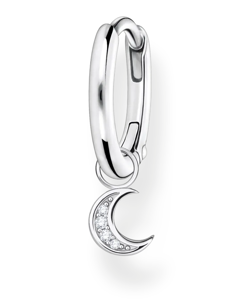 Thomas Sabo Damen Einzel Creole mit Mond Anhänger silber, Sterlingsilber, Charming Collection Silberfarben