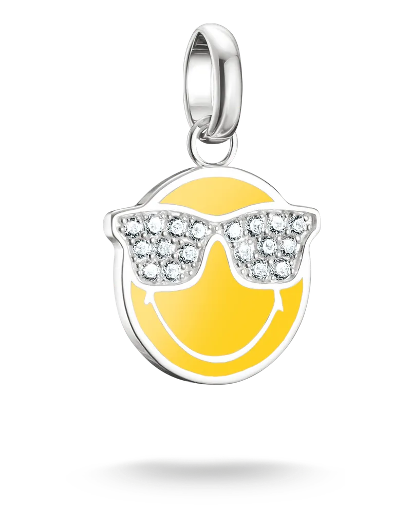Thomas Sabo Damen SMILEYWORLD® Sunglasses Charm-Anhänger Connect Silber, Sterlingsilber, Charm Club Collection Gelb