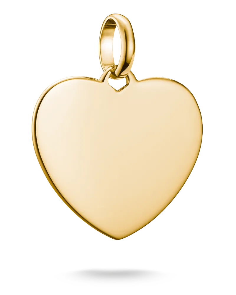 Thomas Sabo Damen Charm-Anhänger Herz groß Connect vergoldet mit Gravur, Sterlingsilber Gelbgold vergoldet Gelbgoldfarben