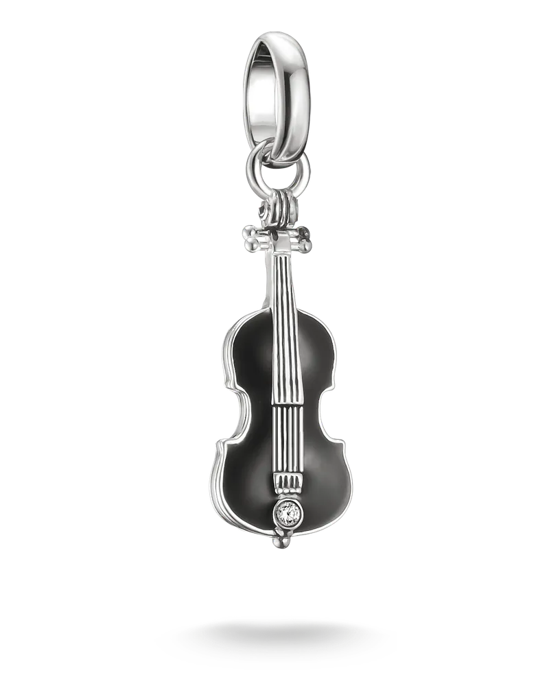 Thomas Sabo Herren Charm-Anhänger Wednesday Cello Zirkonia Connect Silber, Sterlingsilber, Charm Club Collection Schwarz