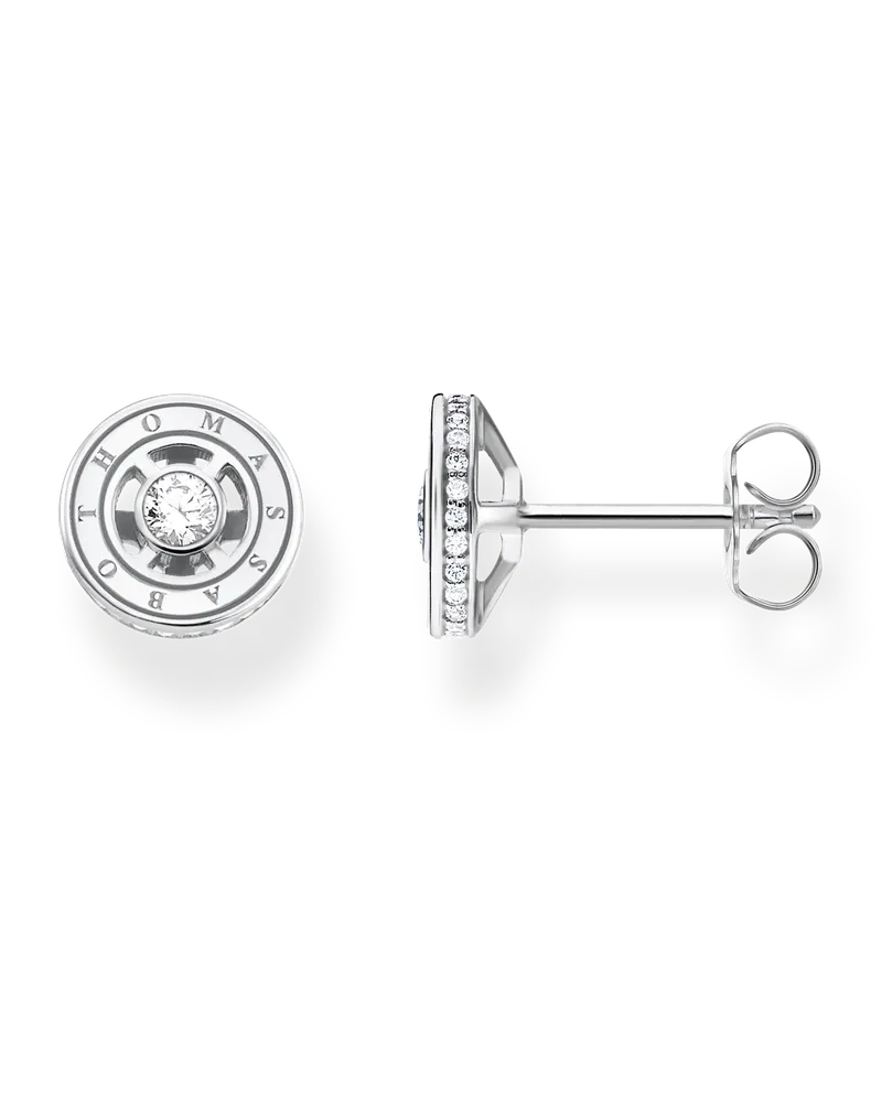 Thomas Sabo Damen Ohrstecker mit weißen Steinen Silber, Sterlingsilber Silberfarben