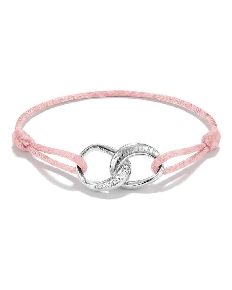 Thomas Sabo Damen Textilarmband Together pink mit weißem Zirkonia, Sterlingsilber Pink