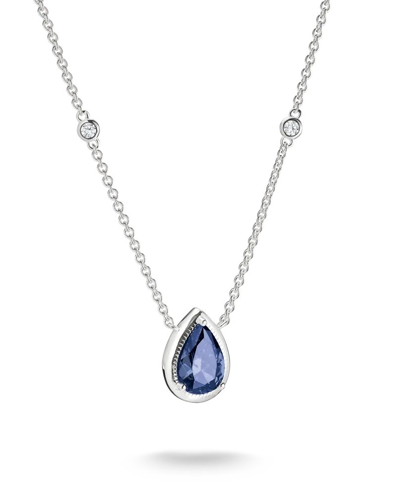 Thomas Sabo Damen Kette mit blauem Nanokristall in Tropfenform, Sterlingsilber Blau