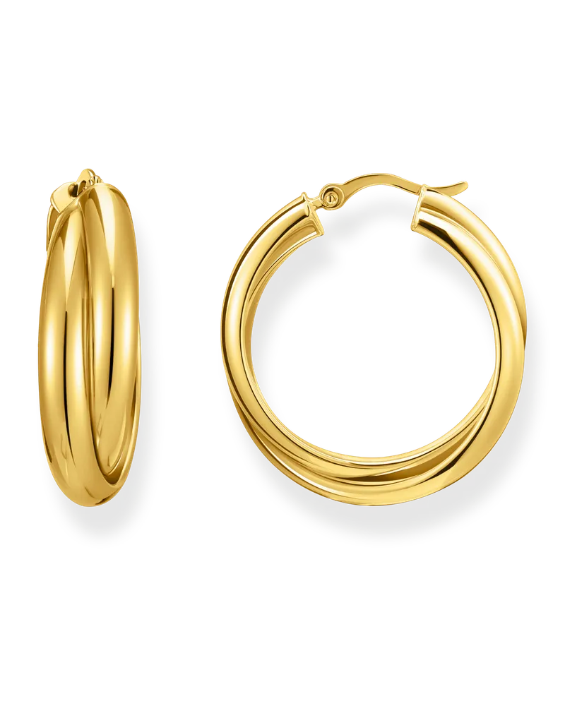 Thomas Sabo Damen Creolen verschlungenes Design vergoldet, Sterlingsilber Gelbgold vergoldet Gelbgoldfarben