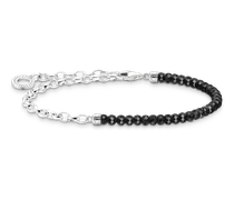 Charm-Armband mit schwarzen Onyx-Beads Silber