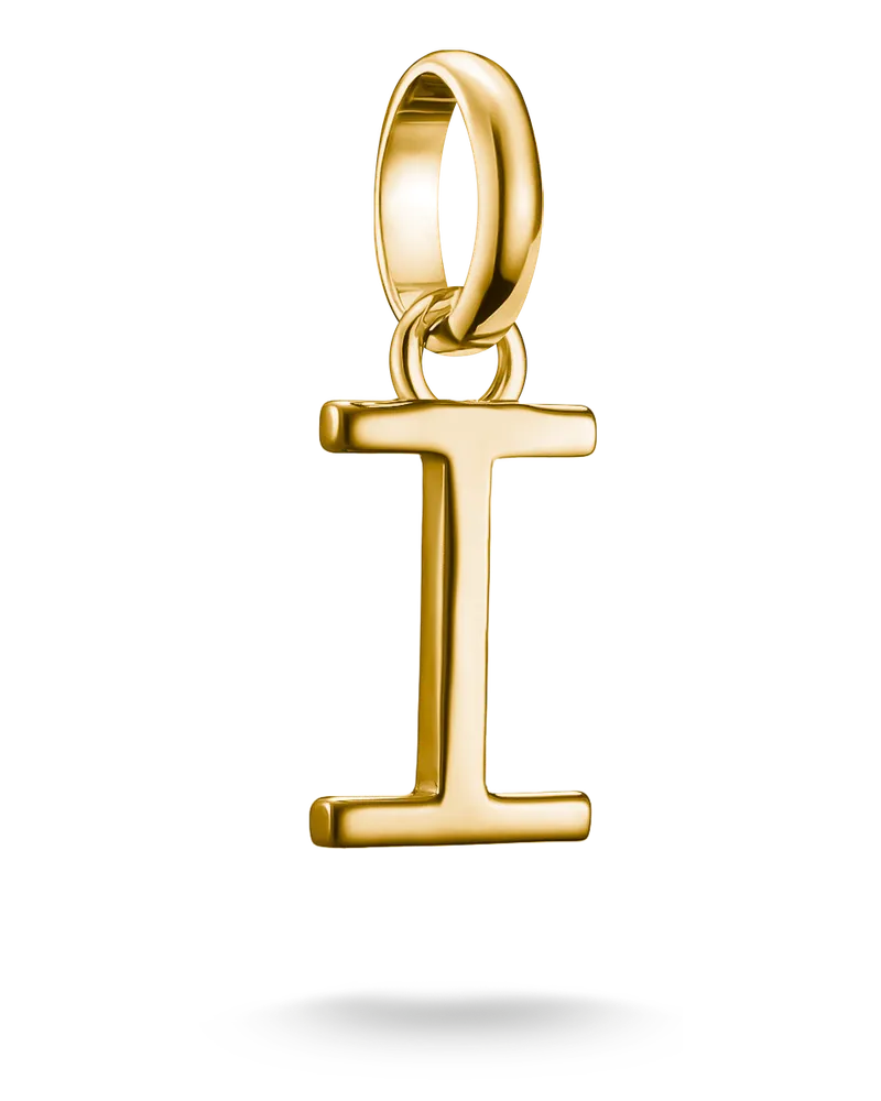 Thomas Sabo Damen Charm-Anhänger Buchstabe I Connect vergoldet, Sterlingsilber Gelbgold vergoldet Gelbgoldfarben