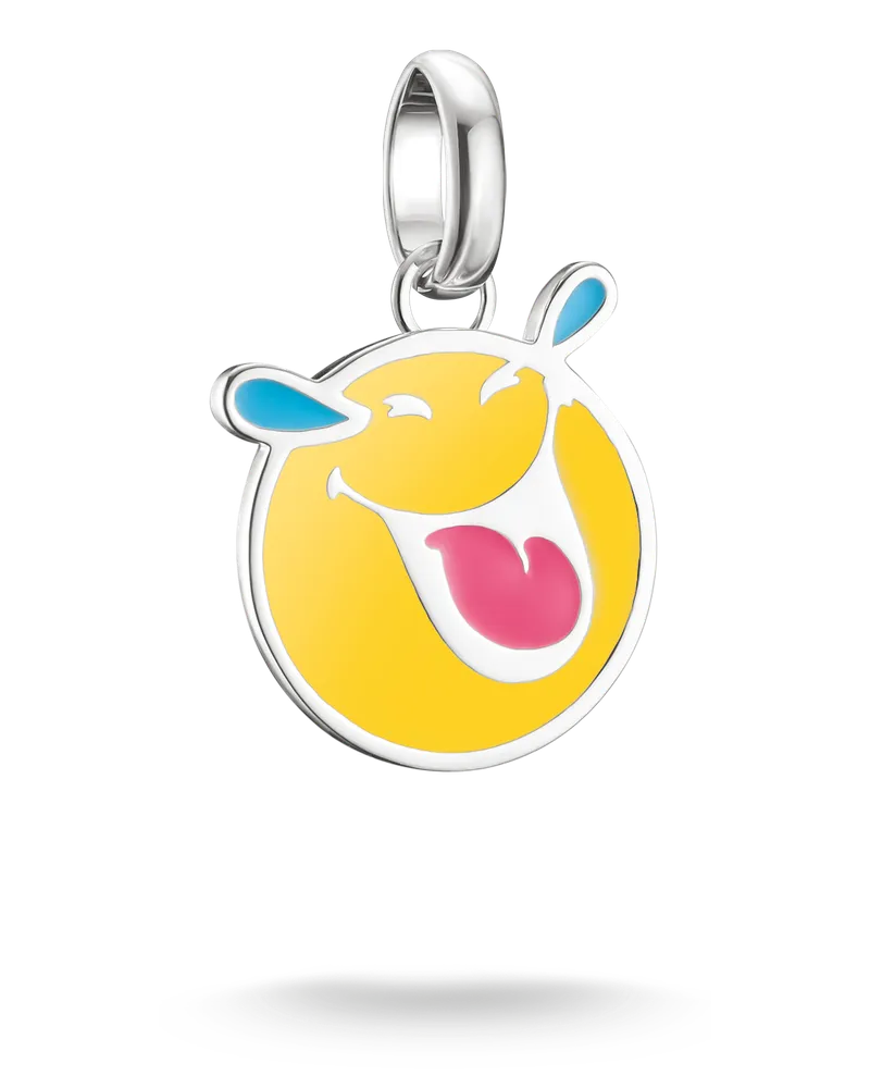 Thomas Sabo Damen SMILEYWORLD® Laughing Charm-Anhänger Connect Silber, Sterlingsilber, Charm Club Collection Blau
