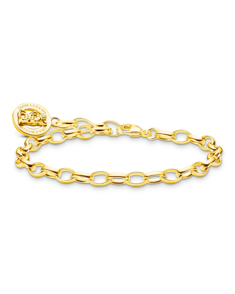 Thomas Sabo Damen Charm-Armband mit Goldbären Logo-Ring vergoldet, Sterlingsilber Gelbgold vergoldet, Charm Club Collection Gelbgoldfarben