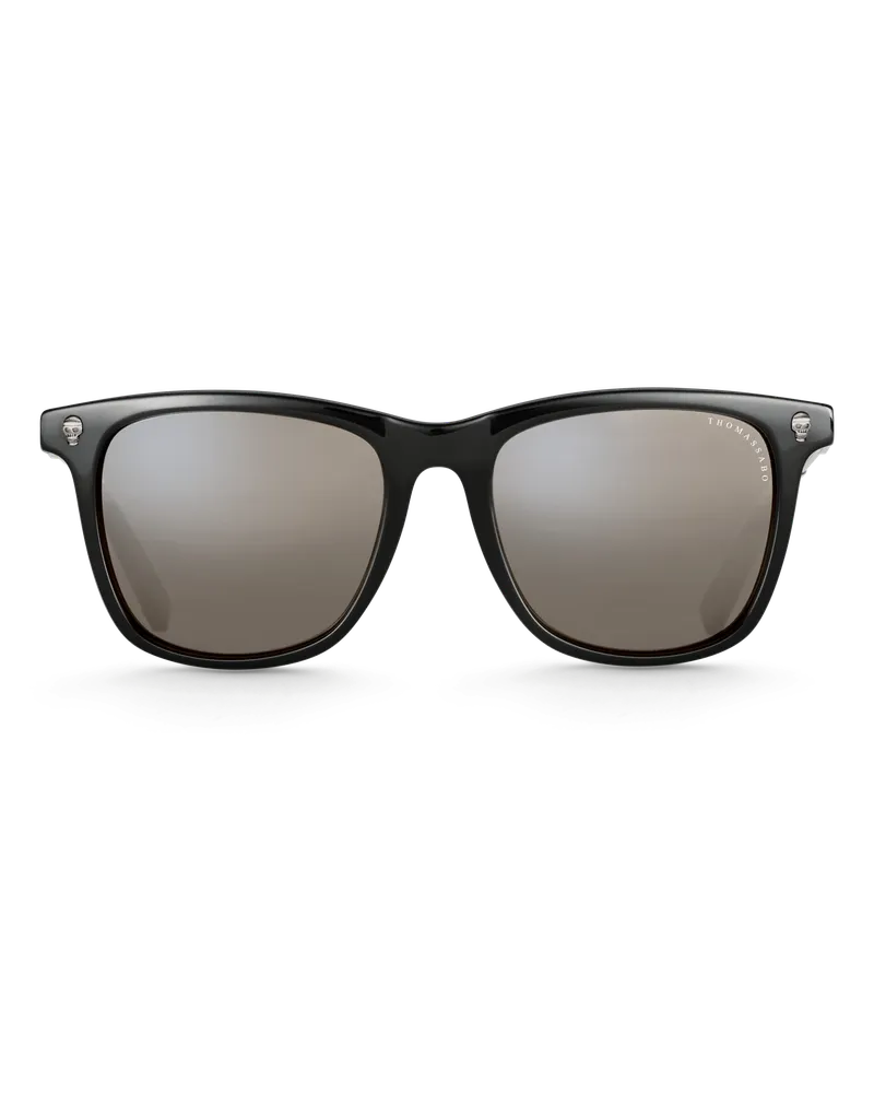 Thomas Sabo Herren Sonnenbrille Marlon Quadratisch Totenkopf Verspiegelt, 128 Anthrazit