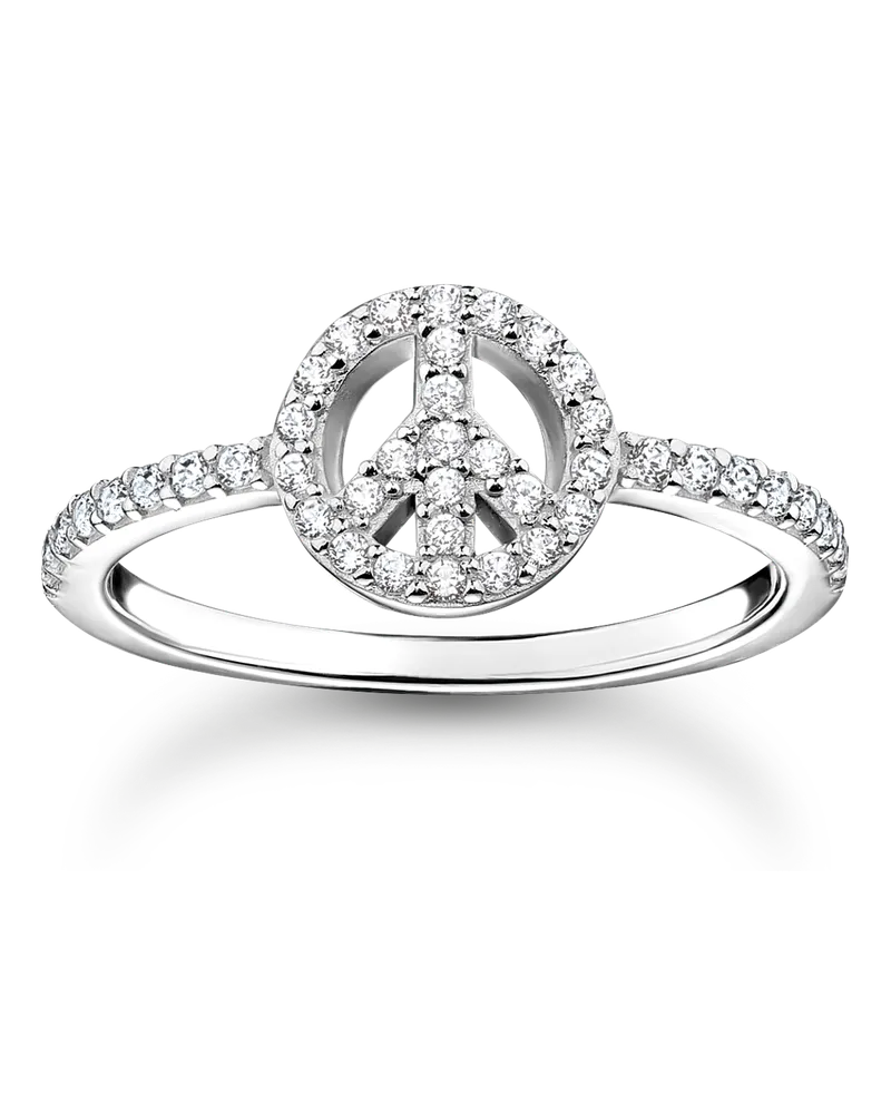 Thomas Sabo Damen Ring Peace mit weißen Steinen silber, Sterlingsilber, Charming Collection Silberfarben