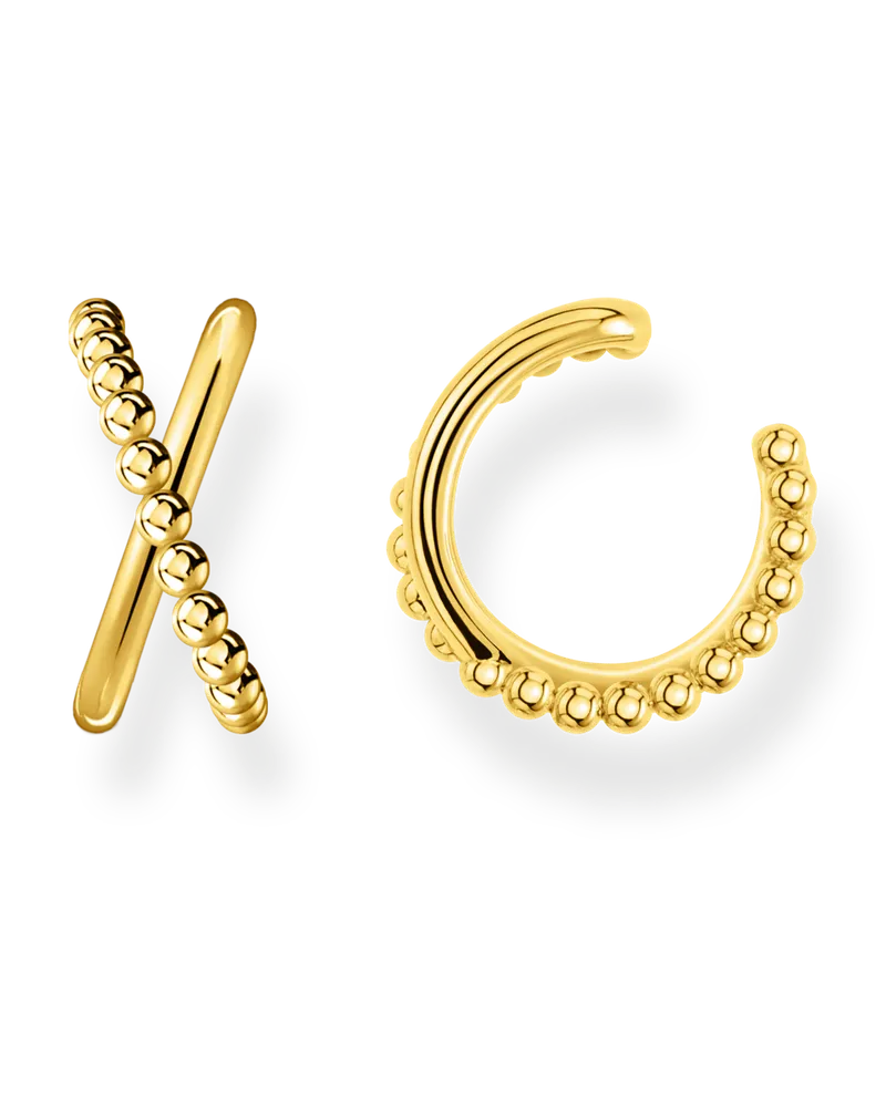 Thomas Sabo Damen Einzel Ohrklemme Kugeln gekreuzt gold, Sterlingsilber Gelbgold vergoldet, Charming Collection Gelbgoldfarben