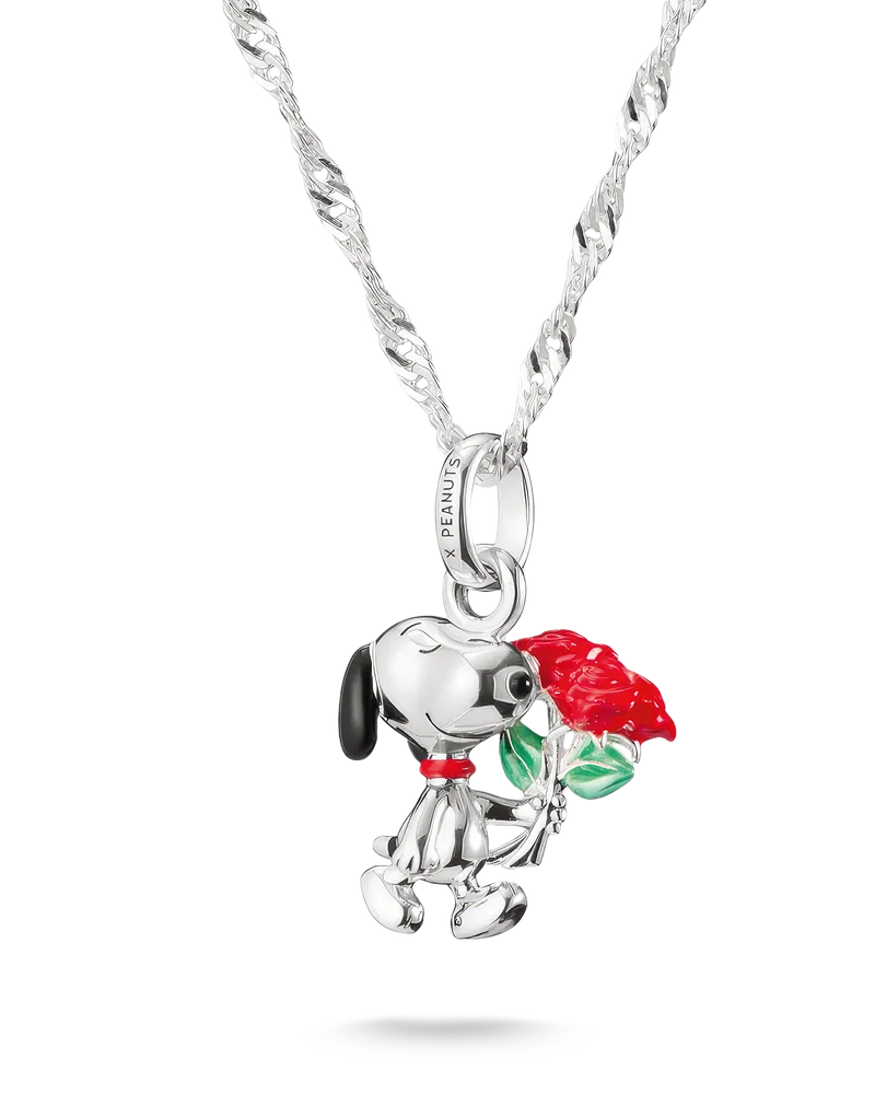 Thomas Sabo Herren Kette Snoopy mit Rosen Anhänger PEANUTS Silber, Sterlingsilber Grün