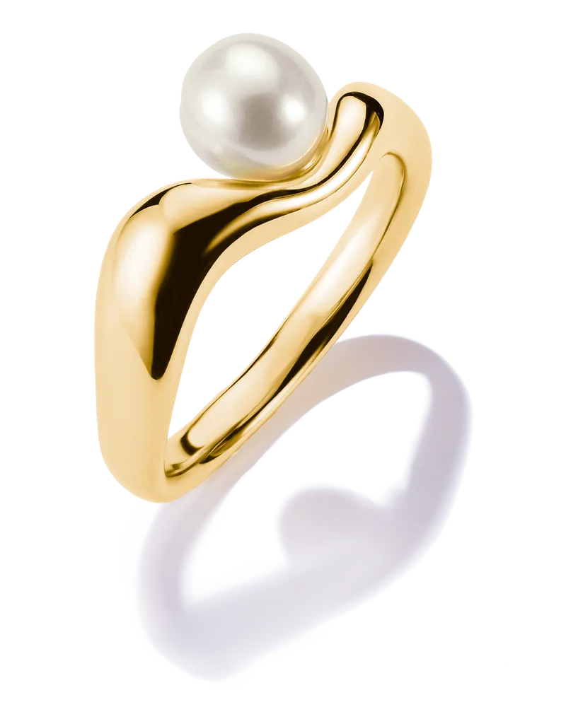 Thomas Sabo Damen Ring mit Perle Natural Beauty vergoldet, Sterlingsilber Gelbgold vergoldet Gelbgoldfarben