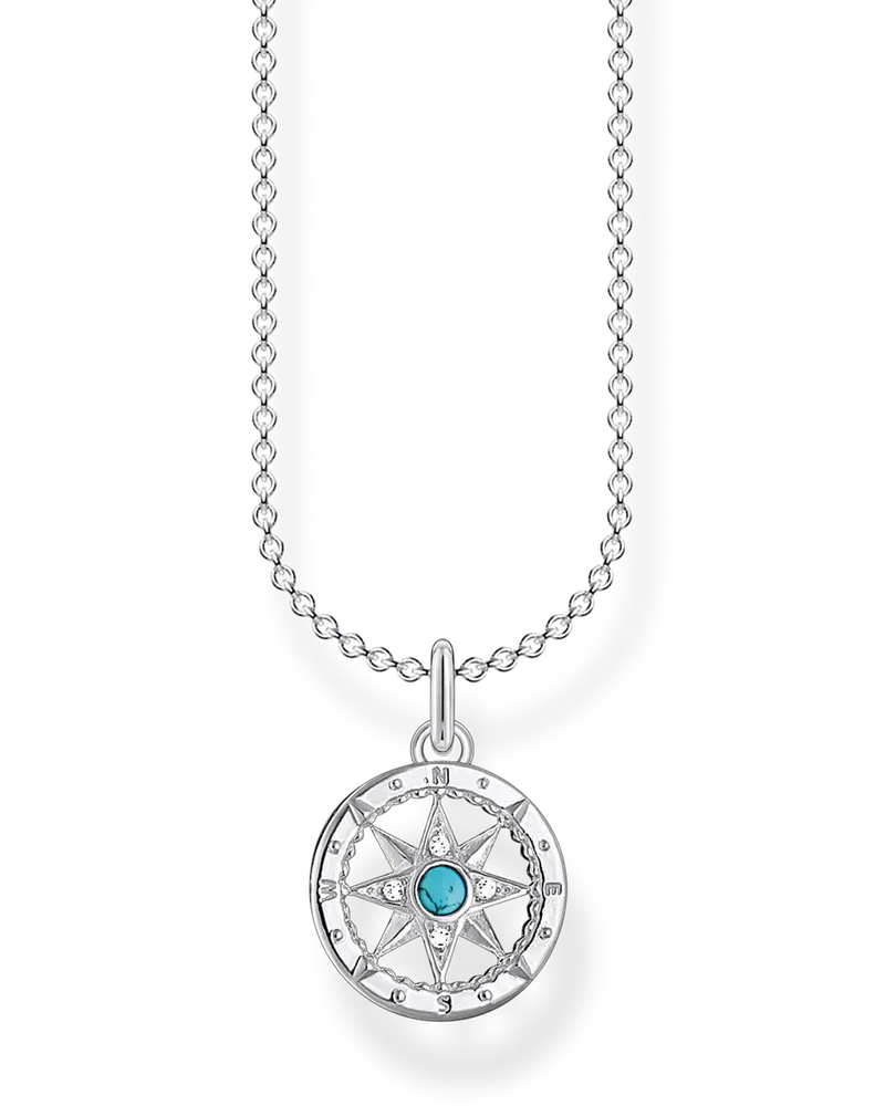 Thomas Sabo Damen Kette Kompass, Sterlingsilber, Charming Collection Silberfarben