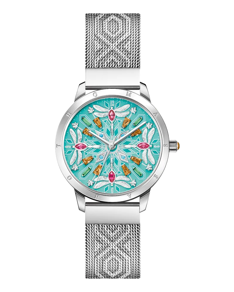 Thomas Sabo Damen Damenuhr Kaleidoskop Libelle türkis silberfarben, Edelstahl Hellgrün