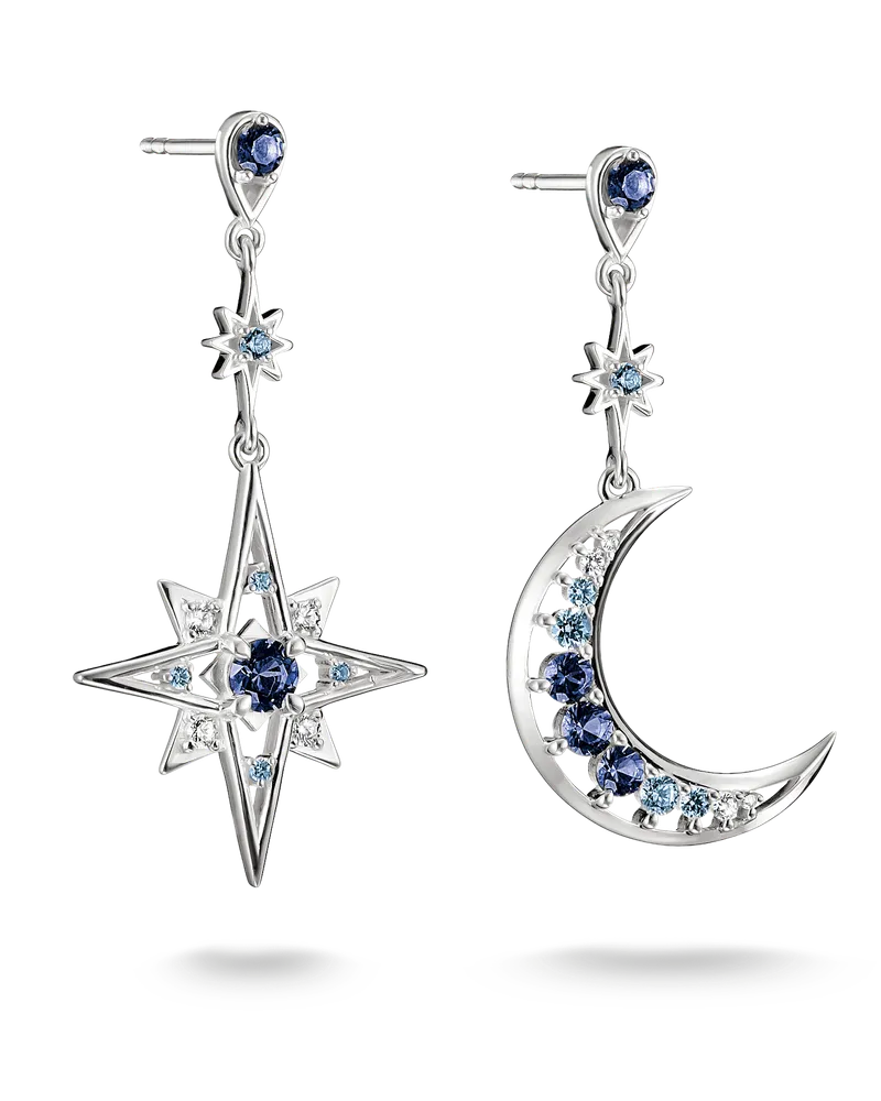 Thomas Sabo Ohrringe Mond und Stern mit blauen Steinen blau H2379-166-1 Blau