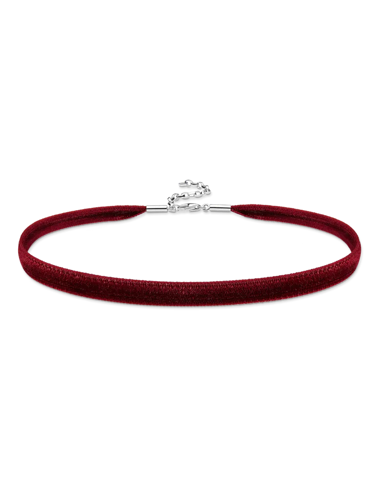 Thomas Sabo Damen Choker aus rotem Samt Silber, Samt Rot