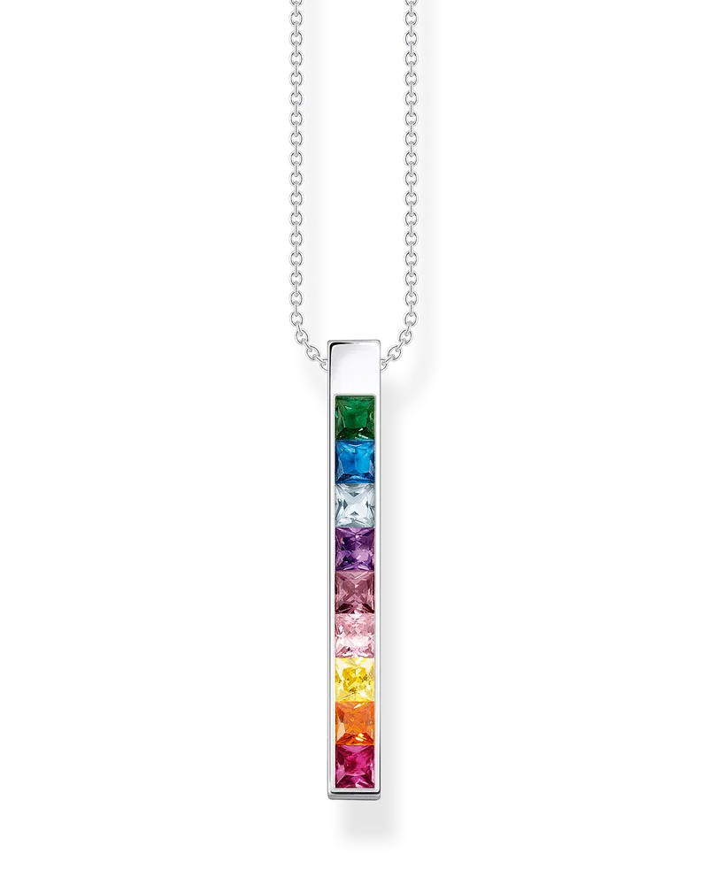 Thomas Sabo Kette bunte Steine silber mit Gravur Dunkelblau