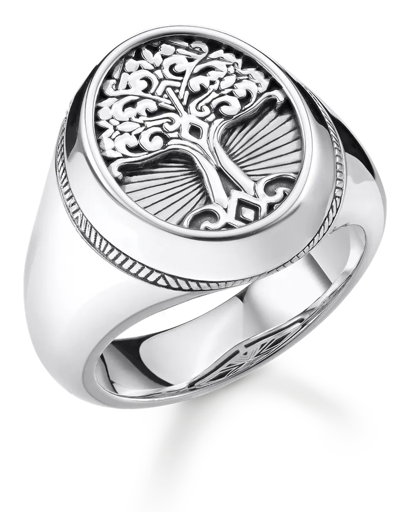 Thomas Sabo Herren Ring Tree of Love, Sterlingsilber geschwärzt Silberfarben