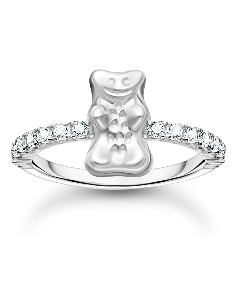 Thomas Sabo Damen Ring mit HARIBO Goldbär und Steinen Silber, Sterlingsilber, Charming Collection Silberfarben