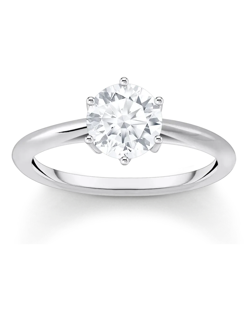 Thomas Sabo Damen Ring mit weißem Stein im Brillantschliff Silber, Sterlingsilber Silberfarben