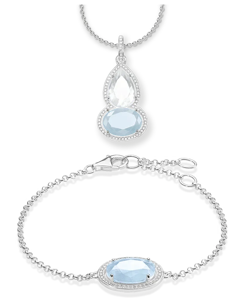 Thomas Sabo Damen Armband & Kette, Sterlingsilber Hellblau