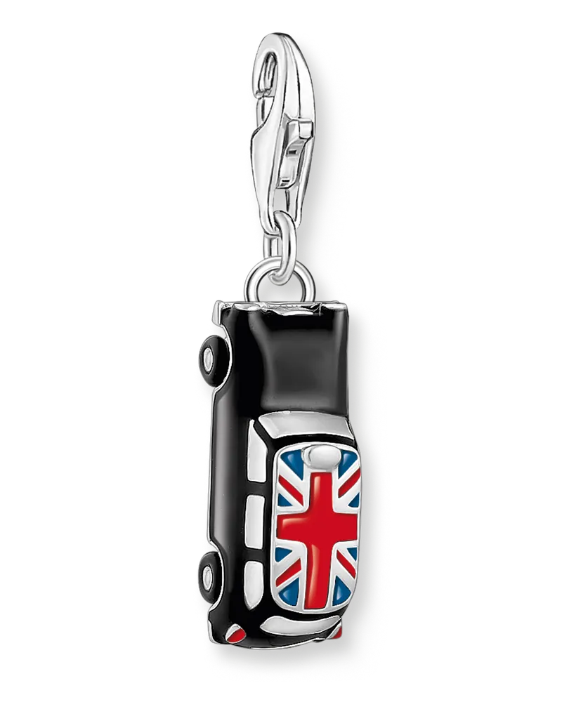 Thomas Sabo Damen Charm-Anhänger LONDON Taxi mit Union Jack Silber, Sterlingsilber, Charm Club Collection Blau